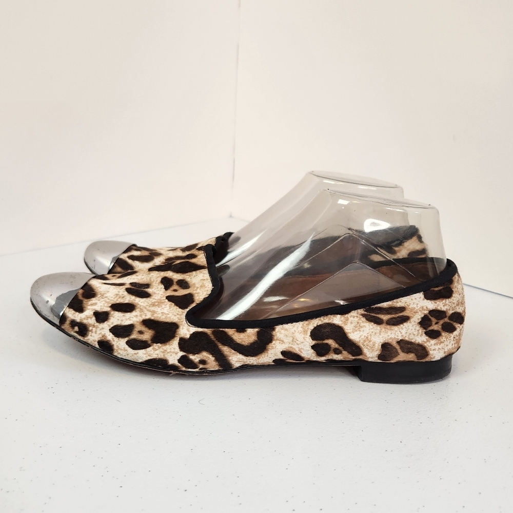 Sam Edelman Aster Womens Shoes Size 9.5 M Calf Hair Leopard Silver Flats Leather